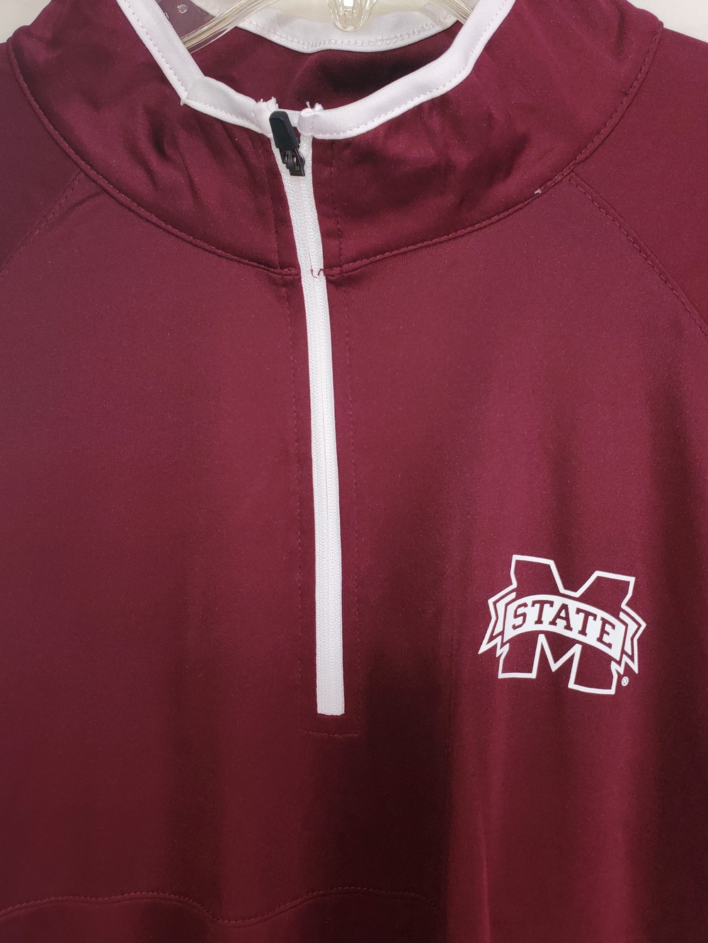 Colosseum Maroon Pullover with White Zip and Logo